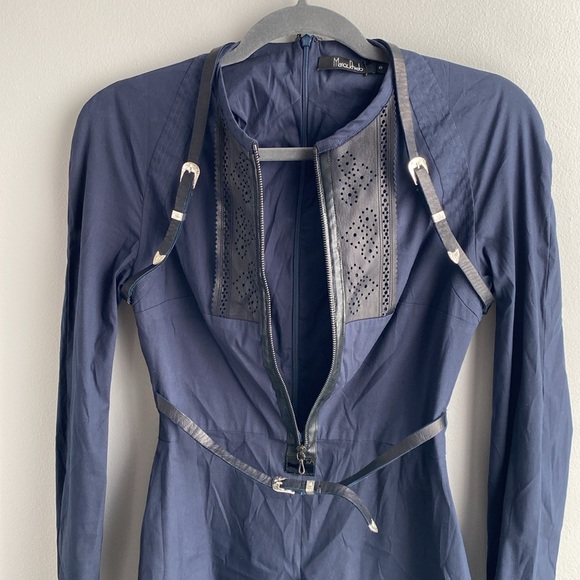 Marios Schwab Navy Belted Dress - Picture 13 of 16